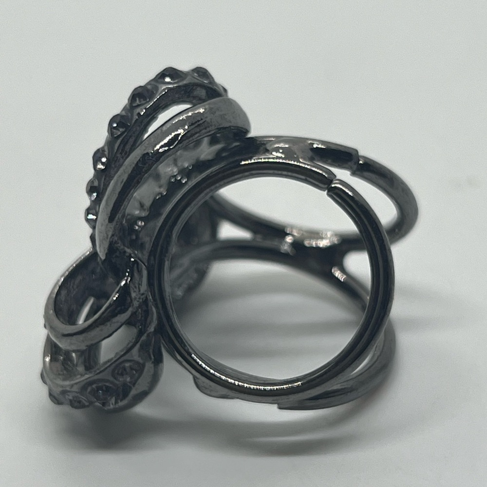 Silver Rhinestone Scarf Ring - image 2